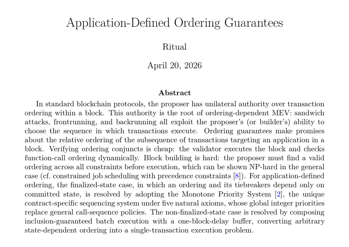 First page of Symphony S8, Application-defined ordering guarantees